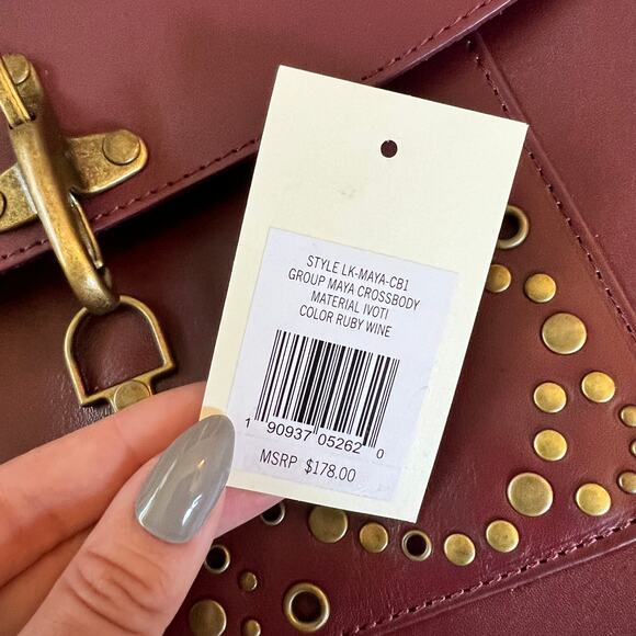 NWOT Lucky Brand Maya 100% Leather Ruby Wine Crossbody Purse - Picture 6 of 14